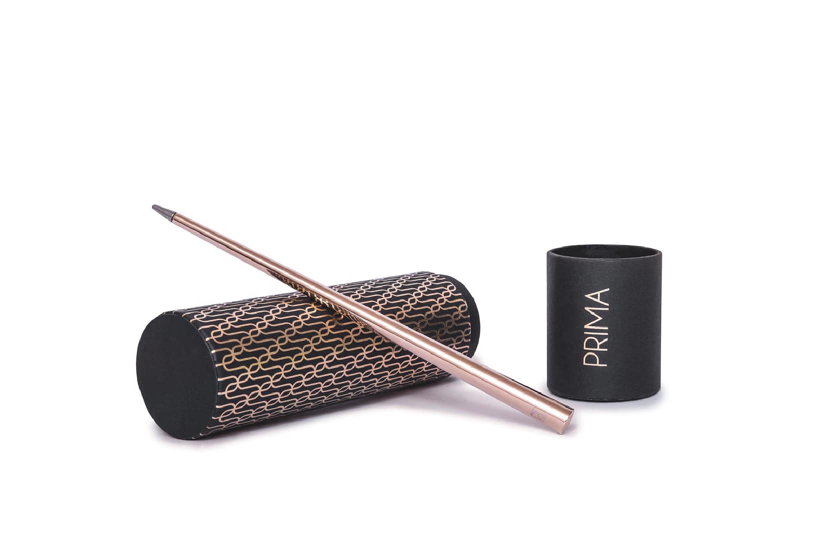 PRIMA | NAPKIN SRL A new identity for the Prima pen by Napkin, designed in seven colors, each representing a specific metal, rose gold and packaging