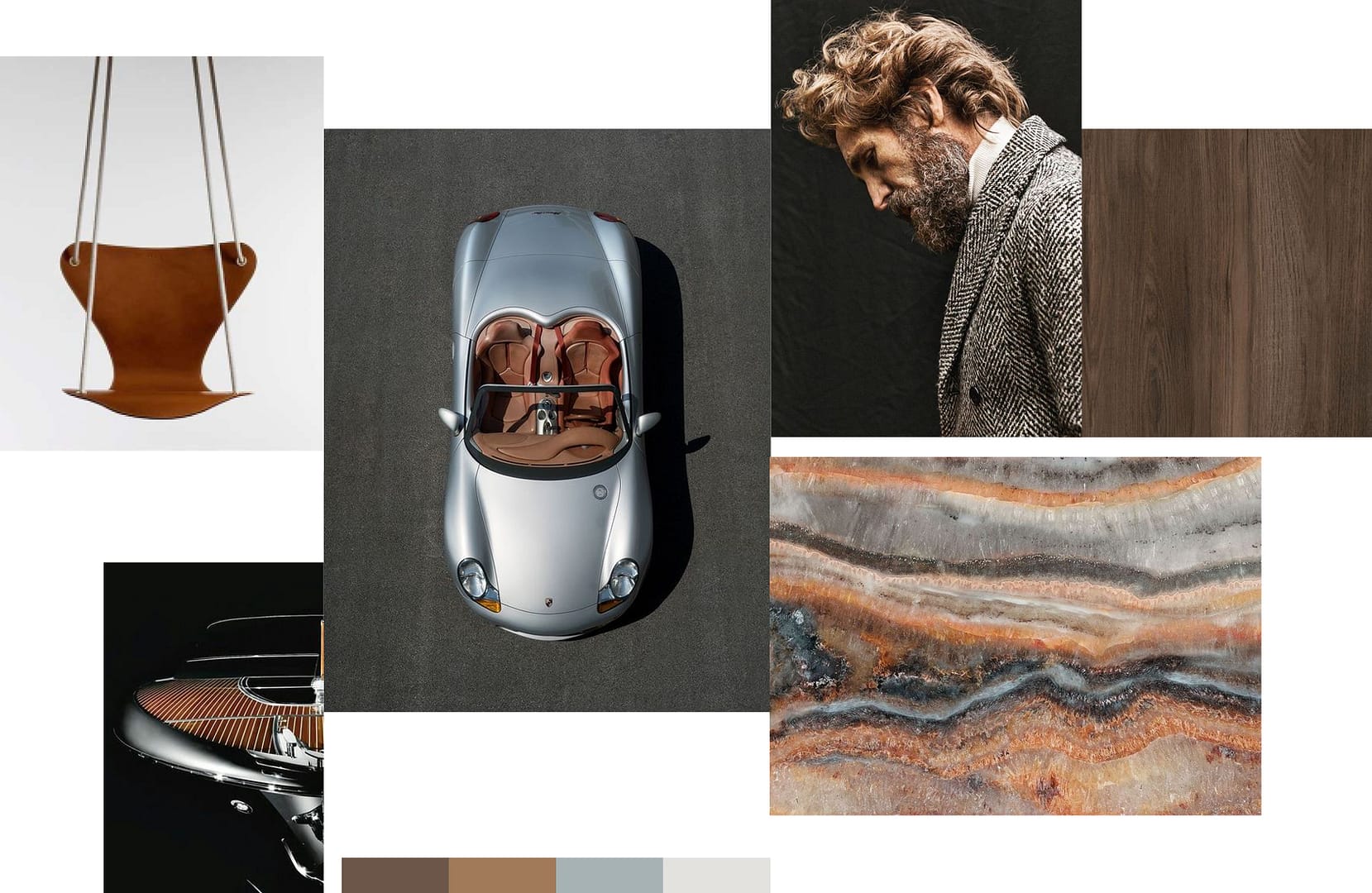 Moodboard for Cambiano pen by Pininfarina. Monochromatic schemes on plated and matte painted metal.