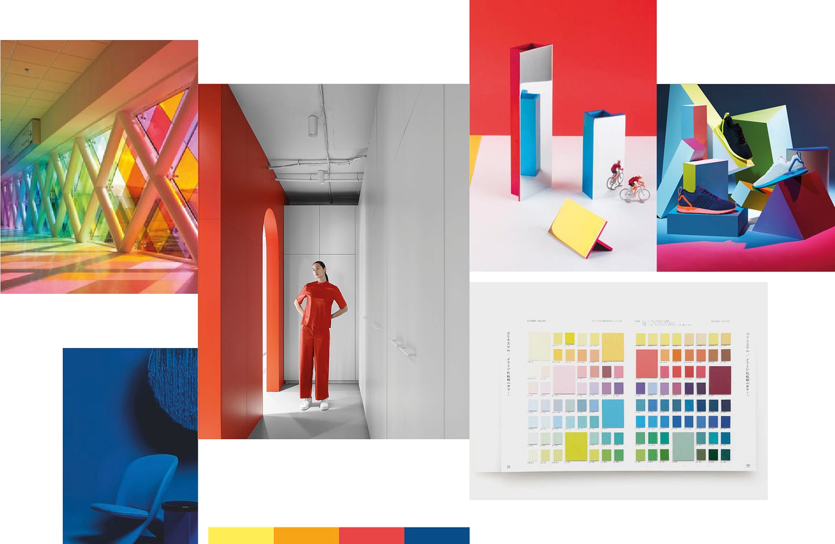Moodboard for Primina pen, designed in nine colors, each carrying a different meaning, using a polygon of nine color gradations